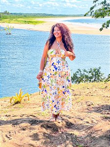 VESTIDO EMÍLIA ALCINHA - G- AMARELO - OUTONO- VISCOSE PRÉ LAVADA