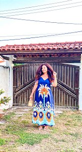 VESTIDO ESTER - AZUL- OUTONO- VISCOSE PRÉ LAVADA