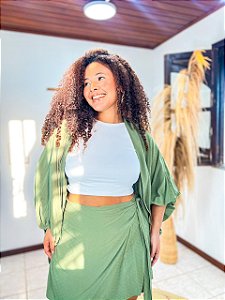 CONJUNTO AMORA - FLOR DE OUTONO - VERDE -VISCOSE PRÉ LAVADO ,GRAMADURA 140