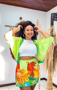 CONJUNTO AMORA - FLOR DE OUTONO - VERDE-VISCOSE PRÉ LAVADO ,GRAMADURA 140