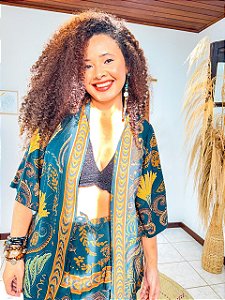 KIMONO  -SOL  -AZUL- VISCOSE PRÉ LAVADO