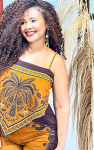 CROPPED DUPLINHA -SOL  -MARROM - VISCOSE PRÉ LAVADO