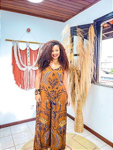 MACACÃO LORENA -SOL -MARROM- VISCOSE PRÉ LAVADO