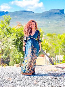 VESTIDO ESMERALDA-SOL -AZUL - VISCOSE PRÉ LAVADO