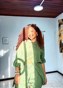 CONJUNTO DANDARA - FLOR DE OUTONO -VERDE-VISCOSE PRÉ LAVADO ,GRAMADURA 140