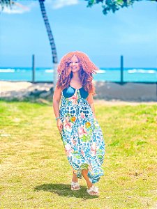 VESTIDO BEATRIZ - ITÁLIA -AZUL - VISCOSE PRÉ LAVADO - COD- 3619