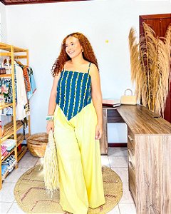 CALÇA ALICE- PRIMAVERA VERÃO - AMARELO -LINHO 100% ALGODÃO