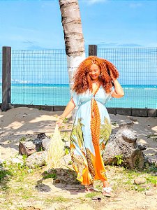 VESTIDO MORCEGO- ÁFRICA-COLORIDO - VISCOSE PRÉ LAVADO - COD- 3665