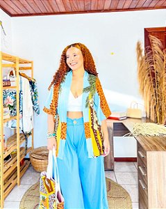 KIMONO -ÁFRICA- AZUL-VISCOSE PRÉ LAVADO - COD- 3628