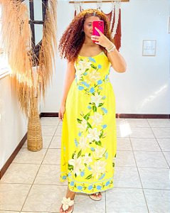 VESTIDO LENÇO - M-AMARELO -PRIMAVERA VERÃO -VISCOSE PRÉ LAVADO ,GRAMADURA 260