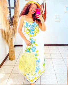 VESTIDO LENÇO - M-BRANCO-PRIMAVERA VERÃO  -VISCOSE PRÉ LAVADO ,GRAMADURA 260