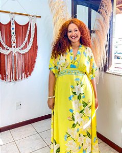 VESTIDO MELINA- M-AMARELO-PRIMAVERA VERÃO -VISCOSE PRÉ LAVADO ,GRAMADURA 260