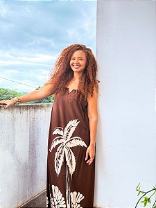 VESTIDO LUIZA -M- OUTONO INVERNO -MARROM- VISCOSE PRÉ LAVADO