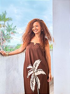VESTIDO LUIZA -G- OUTONO INVERNO -MARROM- VISCOSE PRÉ LAVADO
