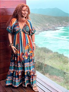 VESTIDO MAITÊ-COLORIDO-BRASILIDADE- VISCOSE PRÉ LAVADO