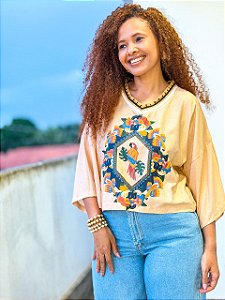 CAMISA BIA -COLORIDO-BRASILIDADE- VISCOSE PRÉ LAVADO