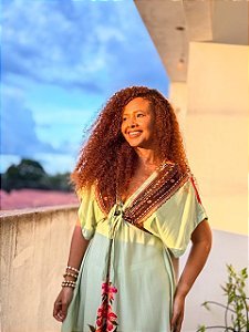VESTIDO MORCEGO- BRASILIDADE -COLORIDO - VISCOSE PRÉ LAVADO