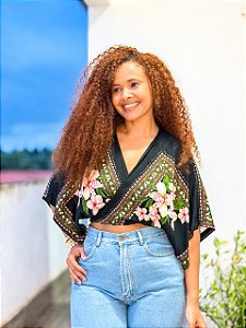 CROPPED MORCEGO-PRETO -BRASILIDADE - VISCOSE PRÉ LAVADO
