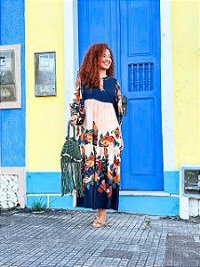 VESTIDO LORENA- BRASILIDADE -COLORIDO-VISCOSE PRÉ LAVADO