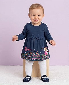 Body Vestido Bebê Menina Manga Longa