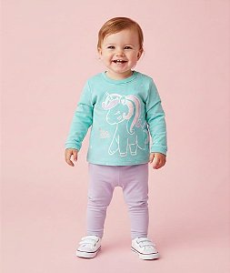Conjunto Moletom Peluciado Brandili Baby Unicornio