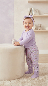 Trijunto baby Conjunto Bebê Algodão Lilás