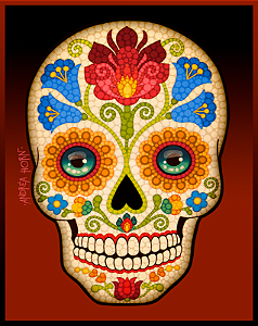 Caveira Mexicana Vermelha (Print)