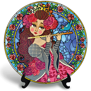 Flautista (Azulejo Redondo)