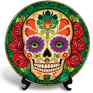Caveira Mexicana (Azulejo Redondo)