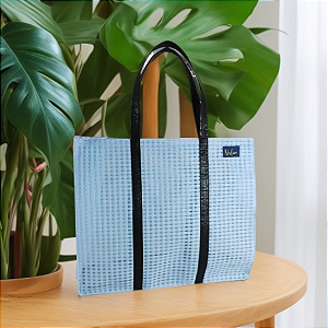 Ecobag Medium Celeste & Alça Black