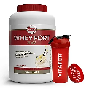 Whey Fort 1,8kg Baunilha Vitafor + 1 Coqueteleira