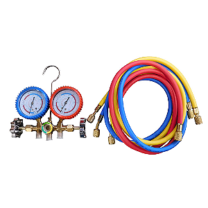 MANIFOLD MANOMETRO COM MANGUEIRAS 1,5M GÁS R134A R22 R404