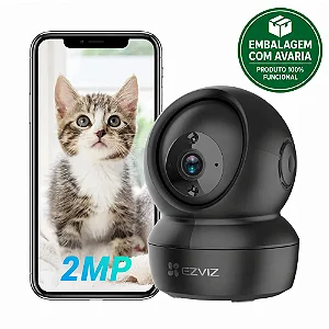 REEMBALADO - Câmera de Segurança C6N Black EZVIZ 2MP Full HD Wi-Fi Pan Tilt 360°