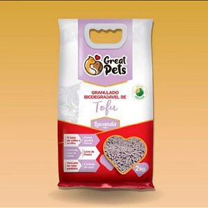 Areia biodegradável para gatos granulado natural de tofu milho e ervilha lavanda