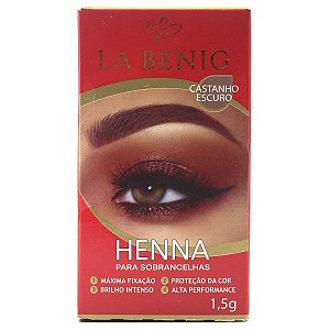 Henna La Benig Alta Fixação Profissional Castanho Escuro: Sobrancelhas definidas e naturais por 15 dias