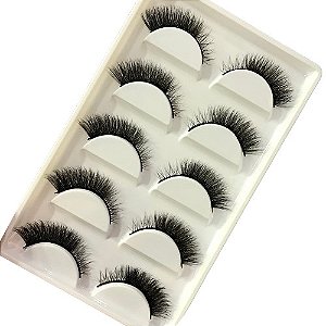 Cartela de Cílios Postiços Fox Eyes - Efeito Olho de Raposa - 5 Pares - Reutilizáveis
