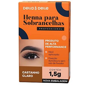 Henna Castanho Claro Della & Delle 1,5G: Sobrancelhas Perfeitas e Preenchidas