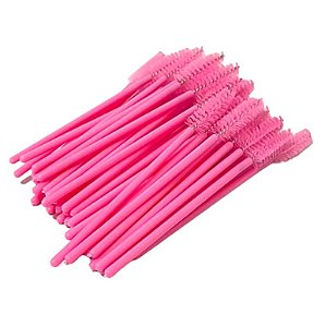 Kit 50 Escovinhas Descartáveis para Sobrancelhas e Cílios - Cor Rosa: Precisão e Higiene para seus Cílios e Sobrancelhas