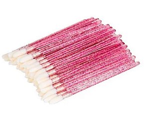 Pacote com 50 Pincel Cosmético Descartável: Aplicação Prática e Higiênica de Batom e Brilho Labial