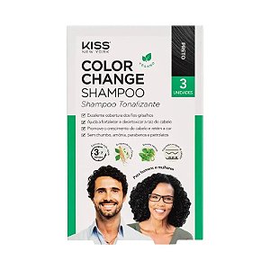 Shampoo Tonalizante Preto Kiss New York: Cobertura Completa dos Cabelos Brancos em Minutos
