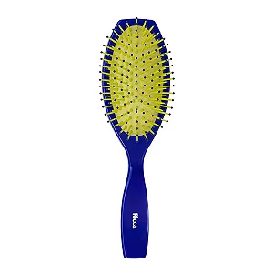 Escova Oval Blue Ricca – Base Almofadada e Cerdas Massageadoras para Todos os Tipos de Cabelo
