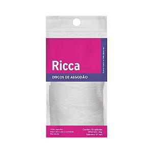 Algodão Disco Padrão Ricca - 50 Unidades, Tecnologia Waterjet, Superfície Macia e Alta Absorção