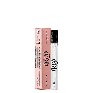 Deo Colônia Kiss 10ml - Fragrância Oriental Floral com Notas de Rosa, Jasmim, Amêndoa e Cacau - Prática para Carregar na Bolsa