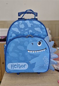 Mochila Escolar M Dinossauro 3D com rodinhas