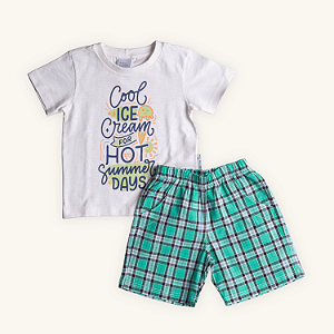 Conjunto Infantil Camiseta 100% Algodão e Short em Tricoline Nobre