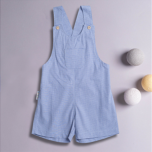 Jardineira Infantil Menino Xadrez em Tricoline Premium 100% Algodão