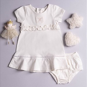 Vestido Bebê Palitos em Meia Malha Premium 100% Algodão
