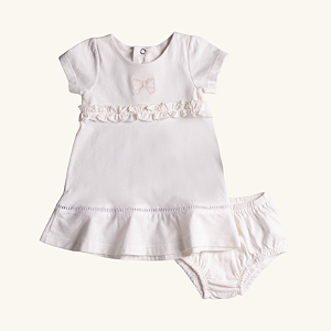 Vestido Bebê Palitos em Meia Malha Premium 100% Algodão