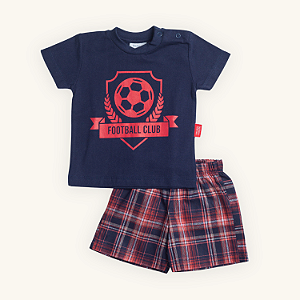 Conjunto Bebê Menino Verão Futebol Camiseta Short 100% Algodão