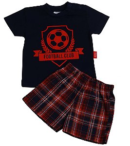 Conjunto Football Camiseta em Meia Malha 100% Algodão Premium e Short em Tricoline 100% Algodão